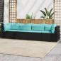 Preview: ARDEBO.de - 4-tlg. Garten-Lounge-Set mit Kissen Schwarz Poly Rattan