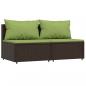 Preview: 3-tlg. Garten-Lounge-Set mit Kissen Braun Poly Rattan