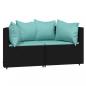 Preview: 3-tlg. Garten-Lounge-Set mit Kissen Schwarz Poly Rattan