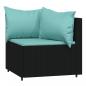 Preview: 3-tlg. Garten-Lounge-Set mit Kissen Schwarz Poly Rattan