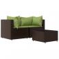 Preview: 3-tlg. Garten-Lounge-Set mit Kissen Braun Poly Rattan