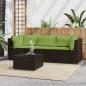 Preview: ARDEBO.de - 4-tlg. Garten-Lounge-Set mit Kissen Braun Poly Rattan