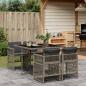 Preview: ARDEBO.de - 5-tlg. Garten-Essgruppe mit Kissen Grau Poly Rattan