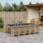 Preview: ARDEBO.de - 11-tlg. Garten-Essgruppe mit Kissen Grau Poly Rattan