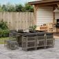 Preview: ARDEBO.de - 11-tlg. Garten-Essgruppe mit Kissen Grau Poly Rattan