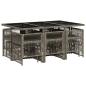 Preview: 11-tlg. Garten-Essgruppe mit Kissen Grau Poly Rattan