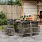 Preview: ARDEBO.de - 9-tlg. Garten-Essgruppe mit Kissen Grau Poly Rattan