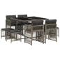 Preview: 9-tlg. Garten-Essgruppe mit Kissen Grau Poly Rattan