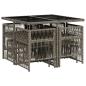 Preview: 9-tlg. Garten-Essgruppe mit Kissen Grau Poly Rattan