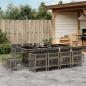 Preview: ARDEBO.de - 13-tlg. Garten-Essgruppe mit Kissen Grau Poly Rattan