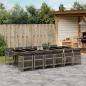 Preview: ARDEBO.de - 13-tlg. Garten-Essgruppe mit Kissen Grau Poly Rattan