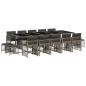 Preview: 15-tlg. Garten-Essgruppe mit Kissen Grau Poly Rattan
