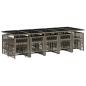 Preview: 15-tlg. Garten-Essgruppe mit Kissen Grau Poly Rattan