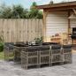 Preview: ARDEBO.de - 9-tlg. Garten-Essgruppe mit Kissen Grau Poly Rattan