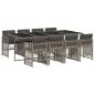 Preview: 9-tlg. Garten-Essgruppe mit Kissen Grau Poly Rattan