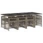 Preview: 9-tlg. Garten-Essgruppe mit Kissen Grau Poly Rattan
