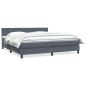 Preview: ARDEBO.de - Boxspringbett mit Matratze Dunkelgrau 180x210 cm Samt