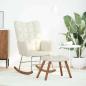 Preview: Schaukelstuhl mit Hocker Creme Samt