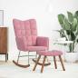 Preview: Schaukelstuhl mit Hocker Pink Velvet