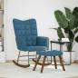 Preview: Schaukelstuhl mit Hocker Blauer Samt