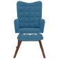Preview: Schaukelstuhl mit Hocker Blauer Samt