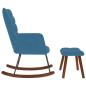 Preview: Schaukelstuhl mit Hocker Blauer Samt