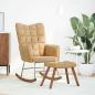 Preview: Schaukelstuhl mit Hocker Brauner Samt