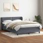 Preview: ARDEBO.de - Boxspringbett mit Matratze Dunkelgrau 160x210 cm Samt
