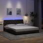 Preview: ARDEBO.de - Bettgestell mit LED ohne Matratze Dunkelbraun 180x200 cm Stoff