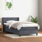 Preview: ARDEBO.de - Boxspringbett mit Matratze Dunkelgrau 90x210 cm Samt