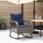 Preview: ARDEBO.de - Garten-Schaukelstuhl mit Kissen Grau Poly Rattan