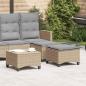 Preview: ARDEBO.de - Gartenhocker mit Kissen 2 Stk. Beige 55x55x36 cm Poly Rattan