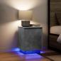 Preview: ARDEBO.de - Nachttische mit LED-Leuchten 2 Stk. Betongrau 38x34x50 cm