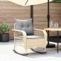 Preview: ARDEBO.de - Garten-Schaukelstuhl mit Kissen Beige Poly Rattan