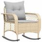 Preview: Garten-Schaukelstuhl mit Kissen Beige Poly Rattan