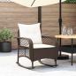 Preview: ARDEBO.de - Garten-Schaukelstuhl mit Kissen Braun Poly Rattan