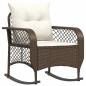 Preview: Garten-Schaukelstuhl mit Kissen Braun Poly Rattan