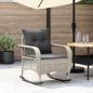 Preview: ARDEBO.de - Garten-Schaukelstuhl mit Kissen Hellgrau Poly Rattan