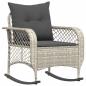 Preview: Garten-Schaukelstuhl mit Kissen Hellgrau Poly Rattan