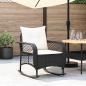 Preview: ARDEBO.de - Garten-Schaukelstuhl mit Kissen Schwarz Poly Rattan