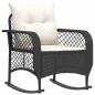 Preview: Garten-Schaukelstuhl mit Kissen Schwarz Poly Rattan