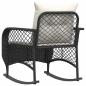 Preview: Garten-Schaukelstuhl mit Kissen Schwarz Poly Rattan