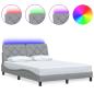 Preview: Bettgestell mit LED ohne Matratze Hellgrau 140x200 cm Stoff