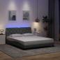 Preview: ARDEBO.de - Bettgestell mit LED ohne Matratze Hellgrau 160x200 cm Stoff