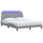 Preview: Bettgestell mit LED ohne Matratze Hellgrau 160x200 cm Stoff