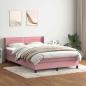 Preview: ARDEBO.de - Boxspringbett mit Matratze Rosa 160x220 cm Samt