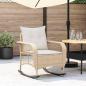 Preview: ARDEBO.de - Garten-Schaukelstuhl mit Kissen Beige Poly Rattan