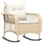 Preview: Garten-Schaukelstuhl mit Kissen Beige Poly Rattan