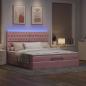 Preview: Ottoman-Bett mit Matratzen & LEDs Rosa 160x200 cm Samt
