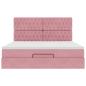 Preview: Ottoman-Bett mit Matratzen & LEDs Rosa 160x200 cm Samt